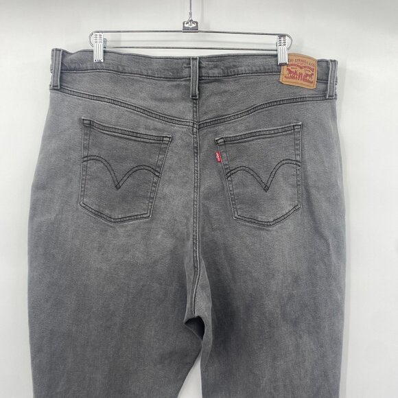 Levi's Ribcage Straight Ankle Jeans Women Size 22W Gray Denim Stretch Slim Capri - Picture 9 of 15
